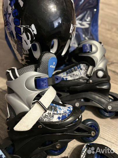 Роликовые коньки детские с защитой размер 26-29