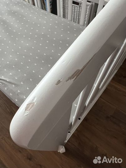 Детская кроватка 120х60 с матрасом белая