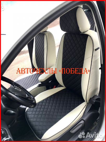 Чехлы Volkswagen Polo 5 Sd из экокожи бело-чёрные