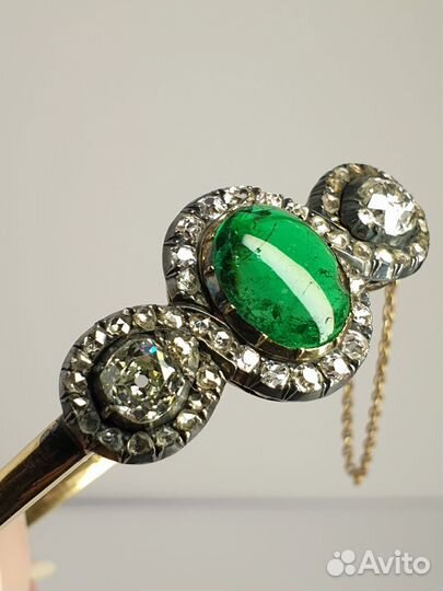Браслет антикварный золото бриллианты изумруд