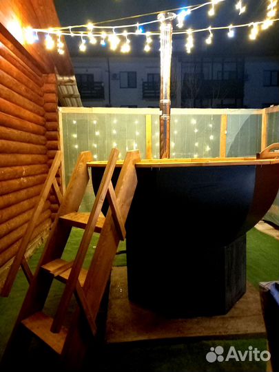 Банный чан на дровах с бассейном, аромапарение