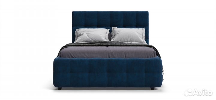 Кровать boss 140 велюр Monolit синяя + ПМ