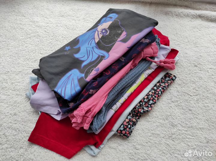 Пакет вещей для девочки 140 146 футболки шорты h&m