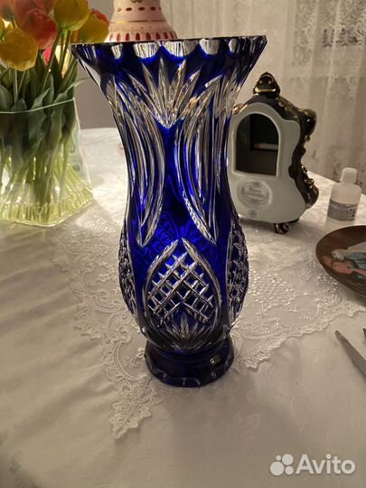 Ваза цветной хрусталь Германия 30 см