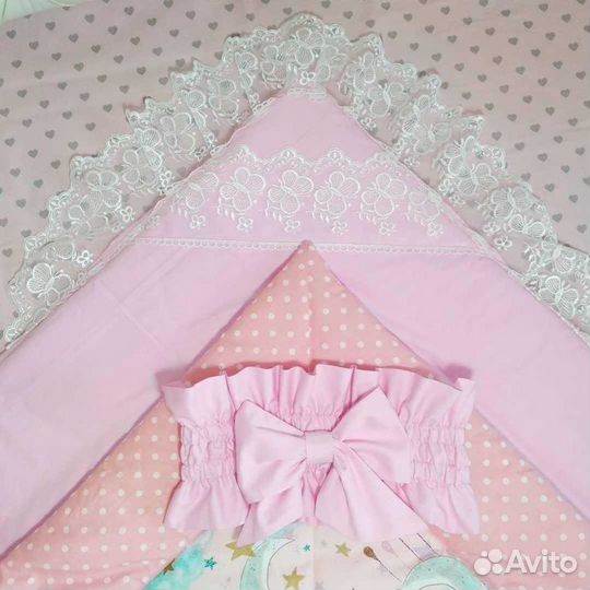 Одеяло + бант + пелёнка с кружевом