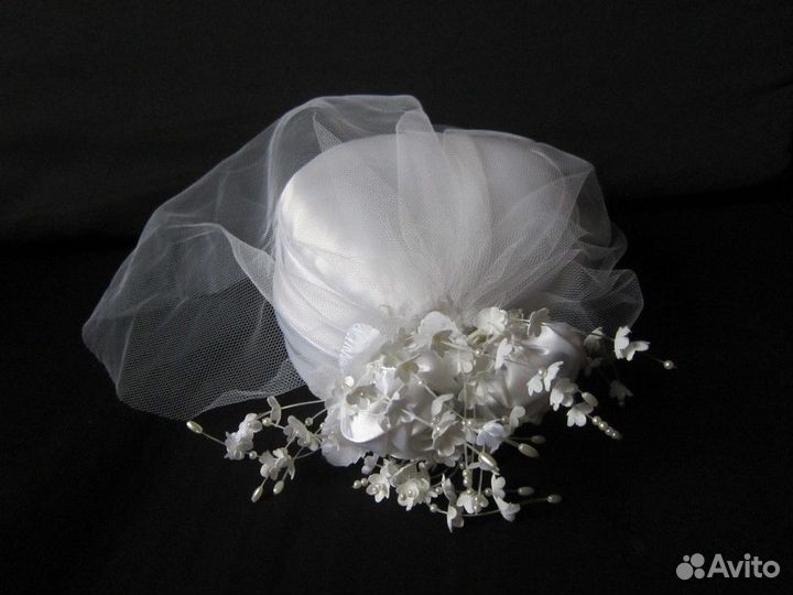 Шляпа таблетка с вуалью свадебная СССР винтаж фата