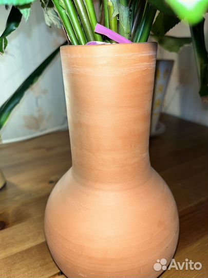 Ваза из красной глины хендмейд