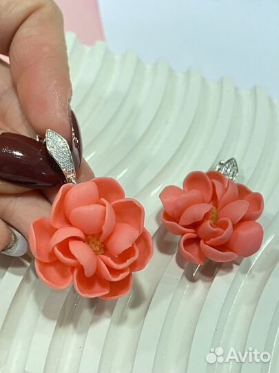 Серьги садовая роза