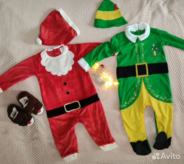 Новогодний костюм для мальчика,сантаиэльф 80,86,92