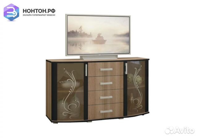 Тумба под тв 4 ящика ясень шимо темный