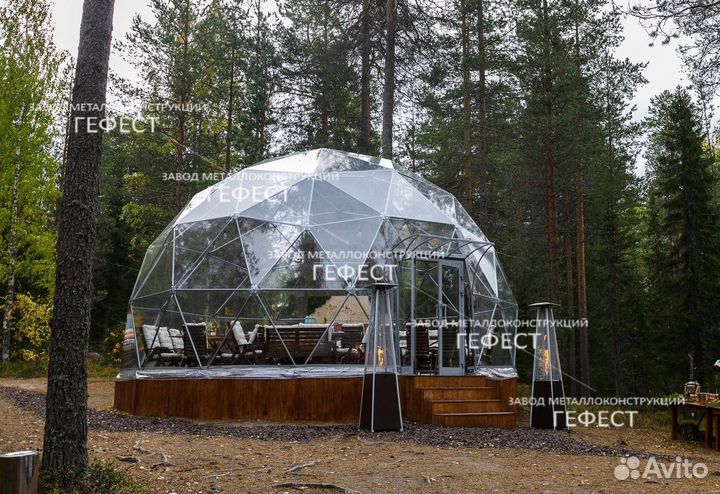 Глэмпинг, всесезонный шатер диаметр 8м