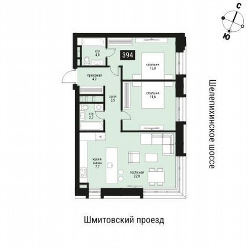 2-к. квартира, 79 м², 7/36 эт.
