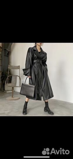 Кожаный плащ женский