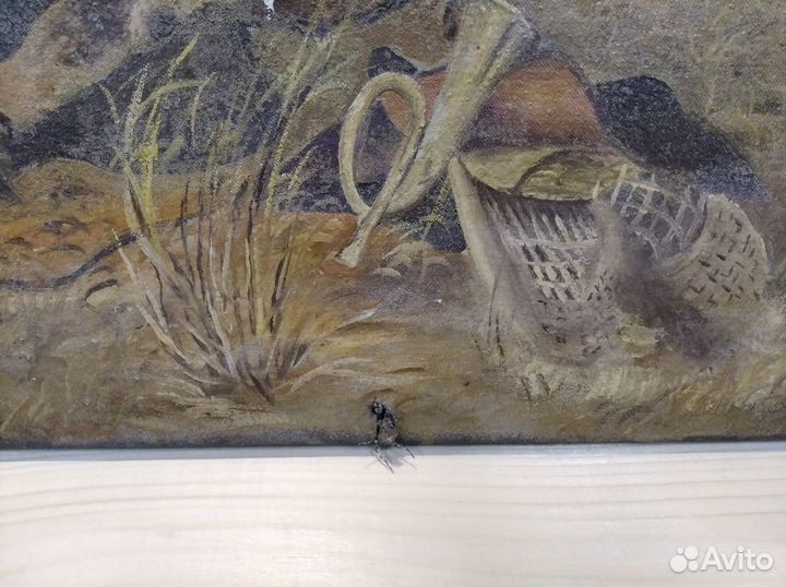 Картина охотники на привале. Масло