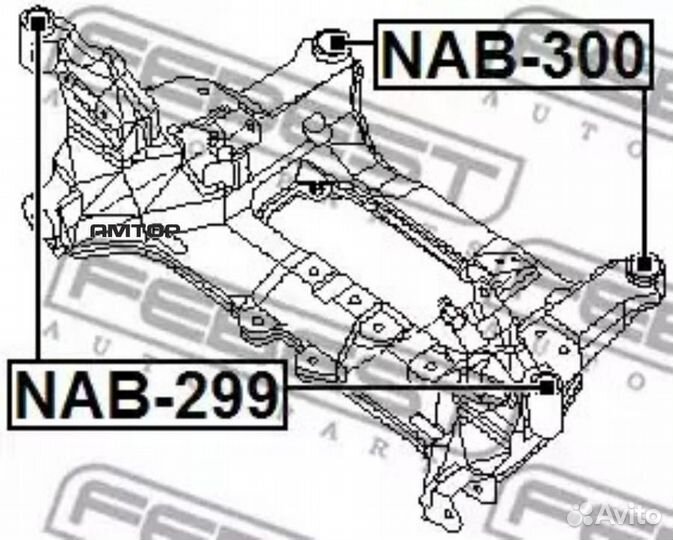 Febest NAB300 NAB-300 febest сайлентблок подрамник