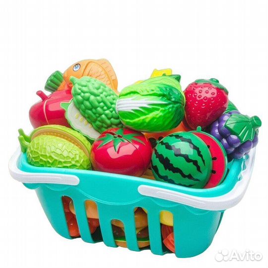 Игровой набор овощей и фруктов на липучках, 40 пре
