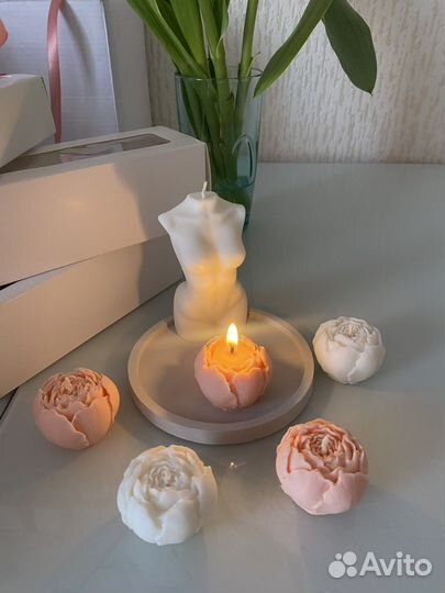 Подарочный набор свечи пион