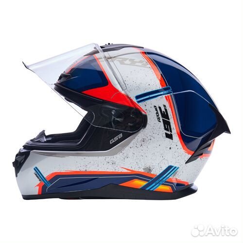 Шлем закрытый интеграл GSB G-361 white/blue orange