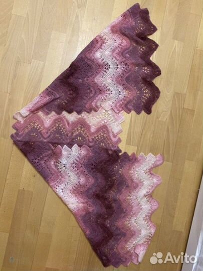 Платок шаль шерсть вязаный