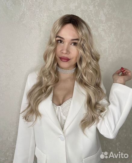 Парик полусистема блондинка локоны