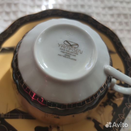 Чайный сервиз костяной фарфор Япония золото 24 Кар