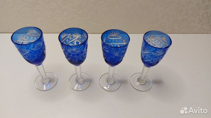 Рюмки синий хрусталь
