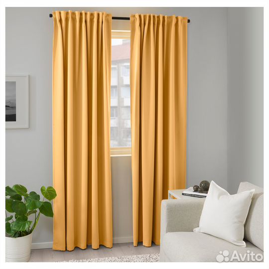 Шторы димаут IKEA Majgull (горчичные), 140х300, х2