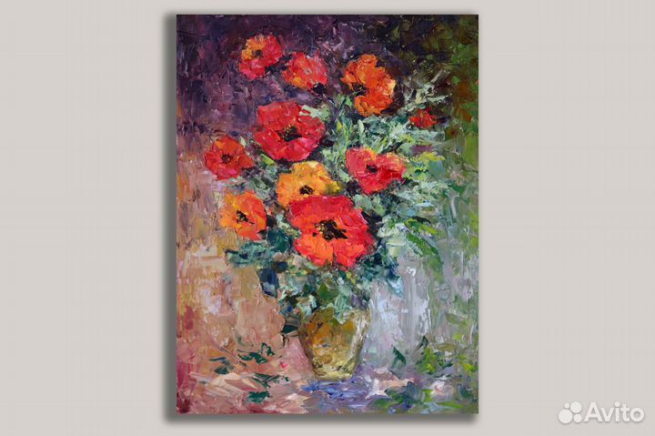 Картина маслом Цветы Маки