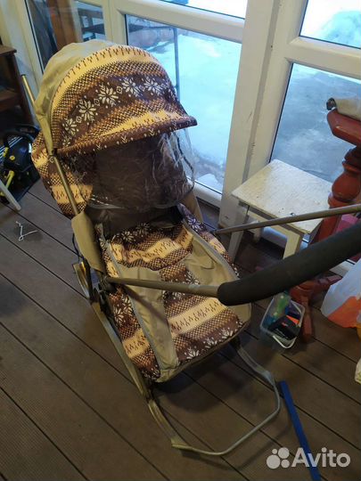 Санки коляска с большими колесами