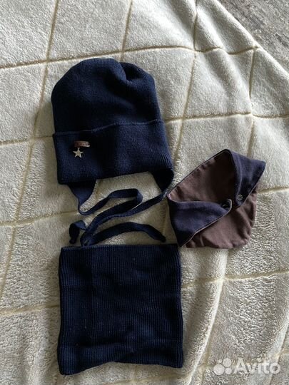 Демисезонная шапка 48-52 +снуд