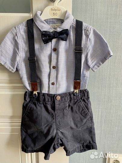 Комплект шорты, рубашка, подтяжки и бабочка Next