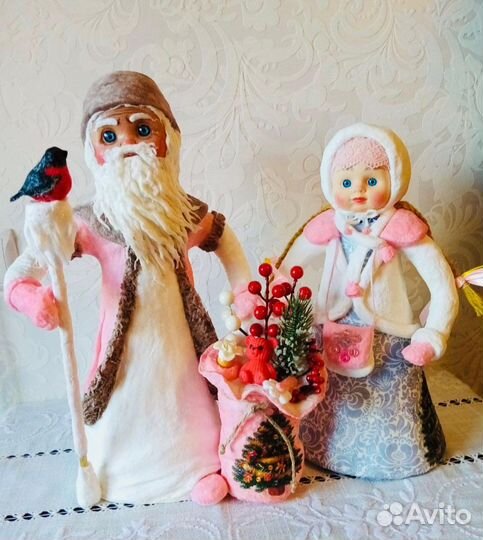 Дед Мороз и Снегурочка из ваты