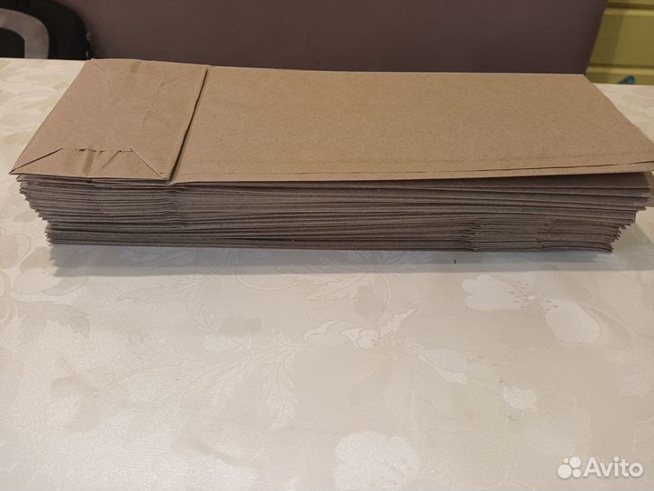 Бумажные крафтовые пакеты 330х112х80 мм. 50 штук