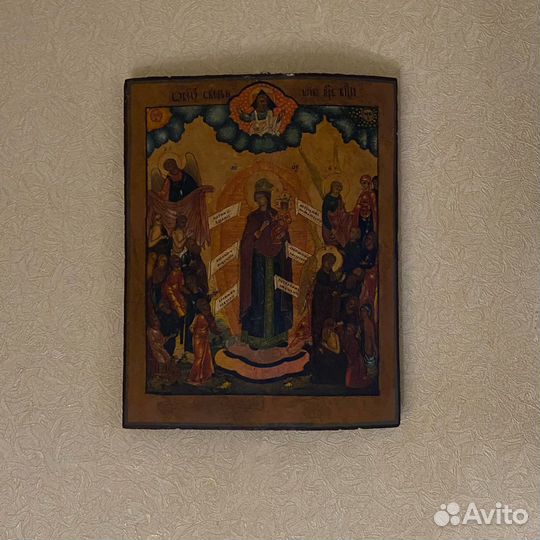 Икона «Всех скорбящих радости» 19 века 43х34 см