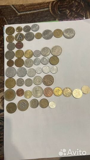 50 иностранных монет без повторов разные