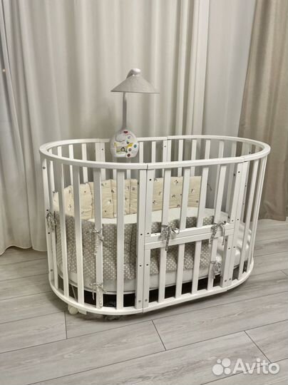 Детская кроватка трансформер круглая с маятником