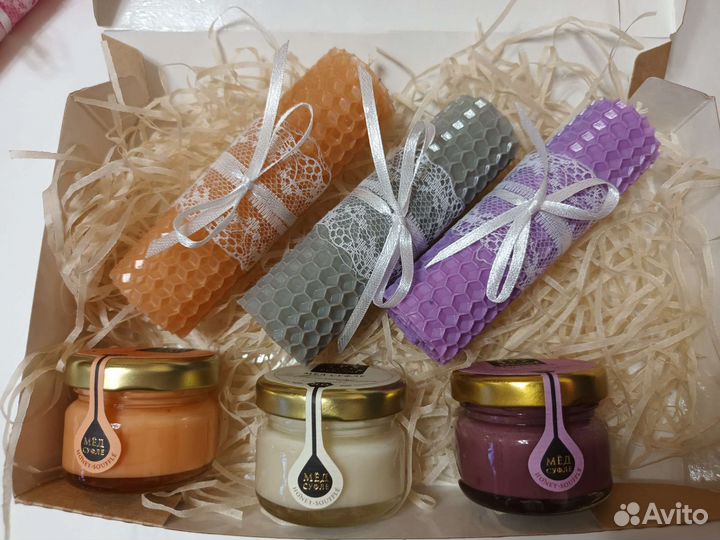 Набор свечей из вощины с мёдом суфле