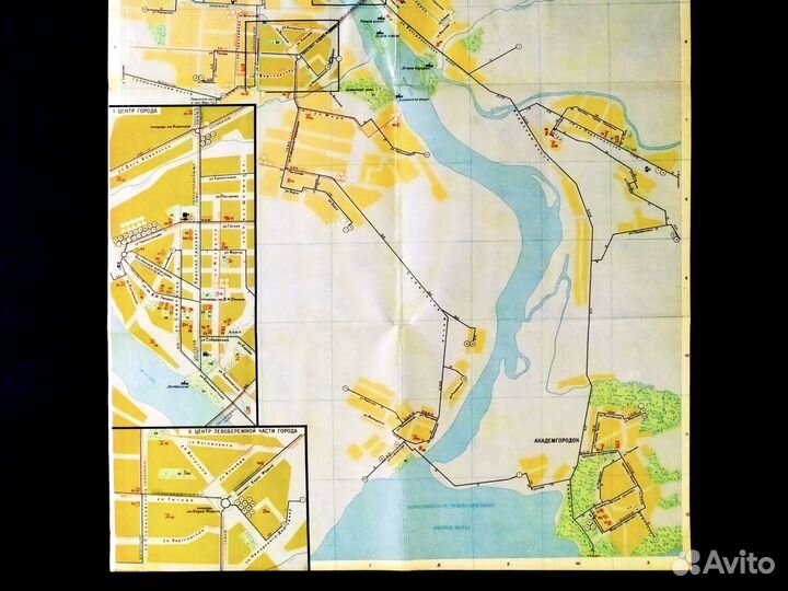 Карта Новосибирск 1976г СССР 81х48см двусторонняя
