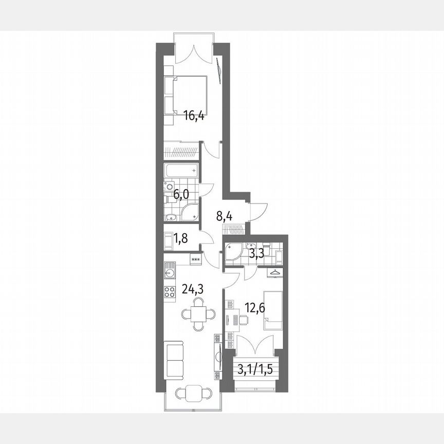 2-к. квартира, 75 м², 13/13 эт.