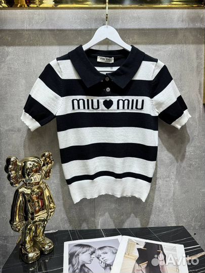 Поло в полоску Miu Miu