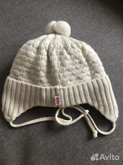 Шапка зимняя для девочки, 100 шерсть мериноса, 44