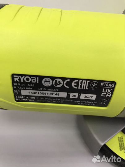 Аккумуляторная болгарка ryobi R18AG