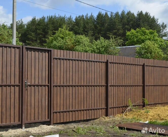 Забор из профнастила с установкой