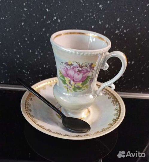 Антиквариат чашка с блюдцем для эспрессо