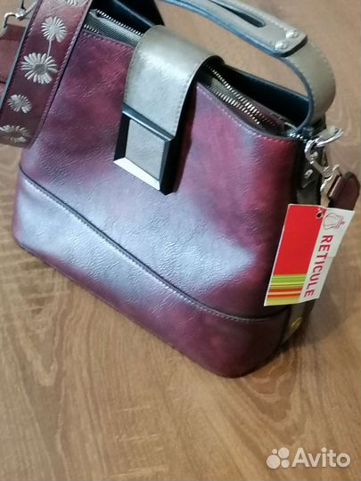 Сумка кожаная женская новая цвет бордо
