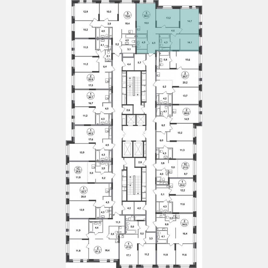 3-к. квартира, 80,3 м², 17/20 эт.