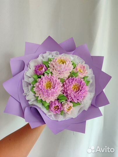 Букет из зефирных хризантем на заказ