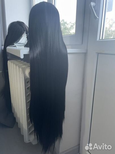 Черный парик длинный прямой без челки 100+ см