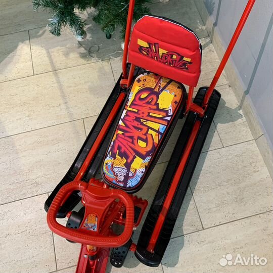 Снегокат «Тимка спорт 6» с граффити на красном (ар