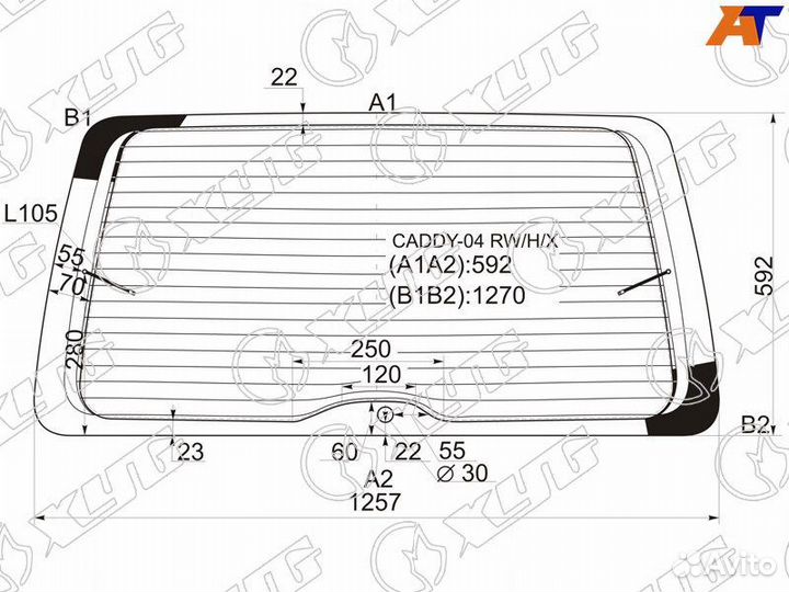 Стекло заднее Volkswagen Caddy